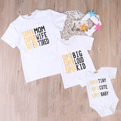 Super Famiy matching T shirt Mom Kids Tee Baby