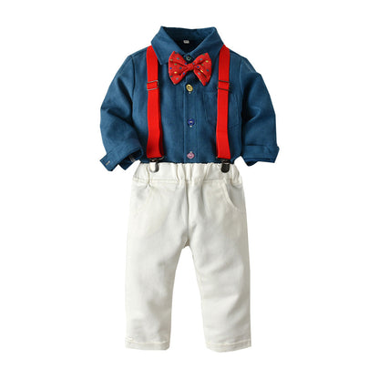 Toddler Baby Boys Gentleman Dot Bow Tie T Shirt