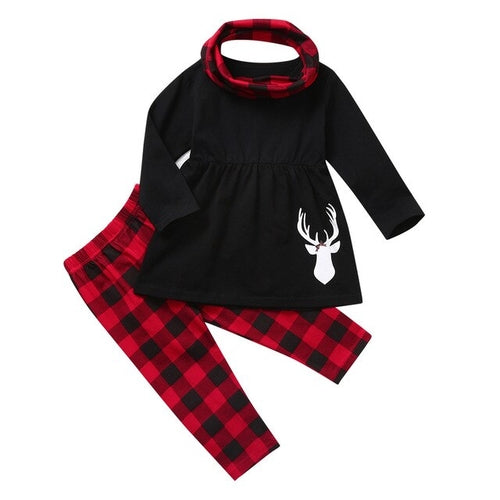 Toddler Baby Girl Christmas Deer Print Dress Tops