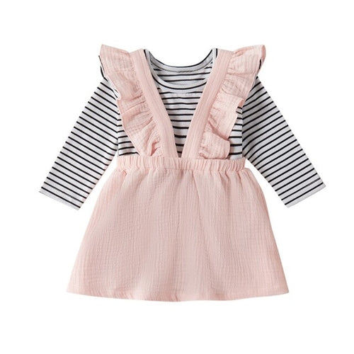 Toddler Baby Girl Stripe Romper Bodysuit+Frill