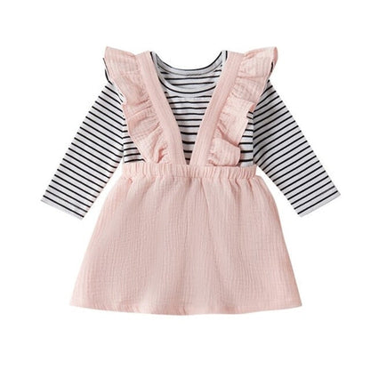 Toddler Baby Girl Stripe Romper Bodysuit+Frill