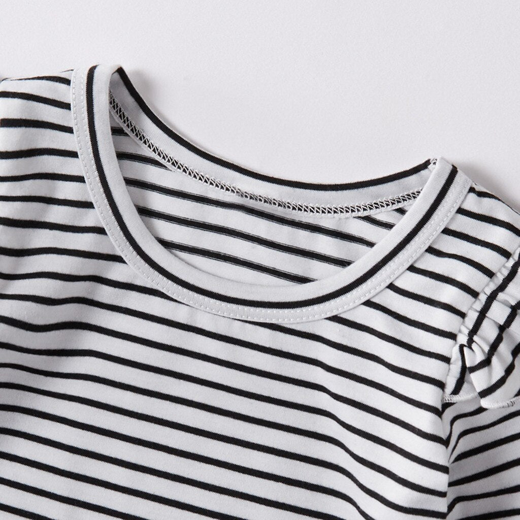 Toddler Baby Girl Stripe Romper Bodysuit+Frill