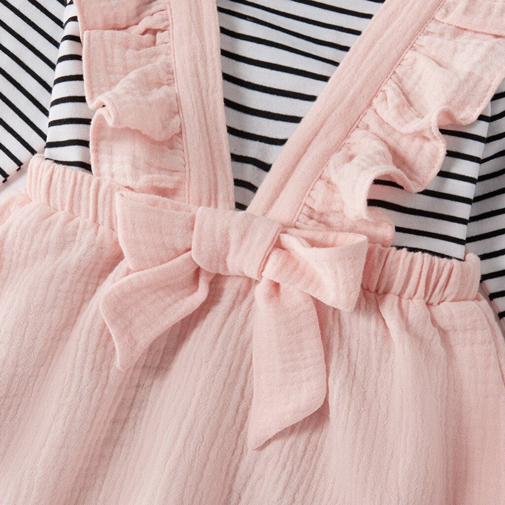 Toddler Baby Girl Stripe Romper Bodysuit+Frill