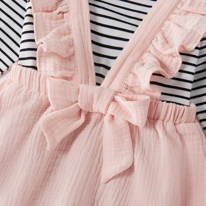 Toddler Baby Girl Stripe Romper Bodysuit+Frill