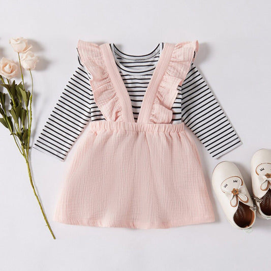 Toddler Baby Girl Stripe Romper Bodysuit+Frill