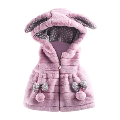 Toddler Kids Baby Girls Rabbit Ear Bow Thick Warm