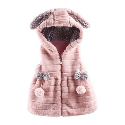 Toddler Kids Baby Girls Rabbit Ear Bow Thick Warm