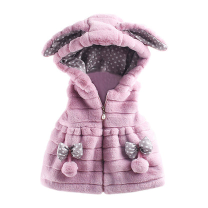 Toddler Kids Baby Girls Rabbit Ear Bow Thick Warm