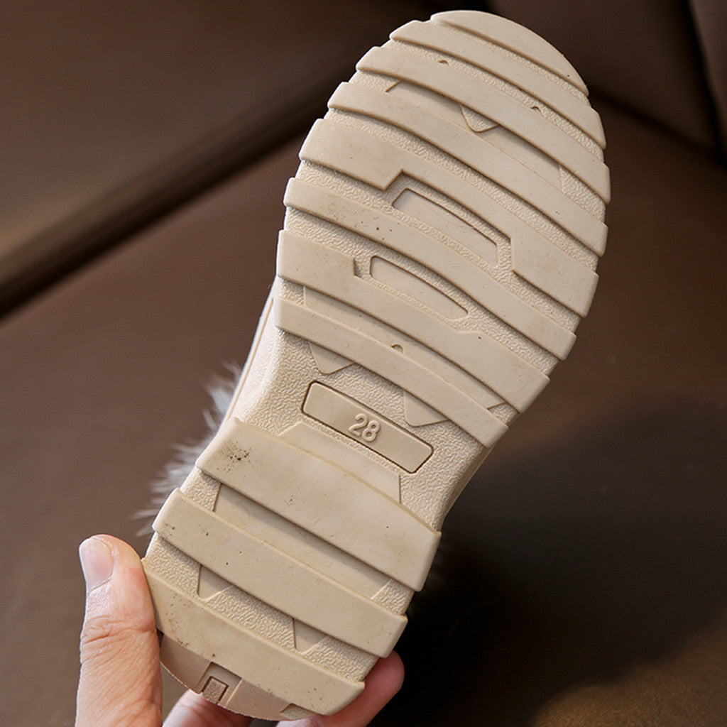 Winter New Kids Casual Sneakers Baby Girls Fur