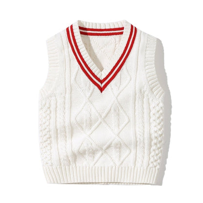 Baby Crochet Knitting Pattern Striped V-Neck Design College Style
