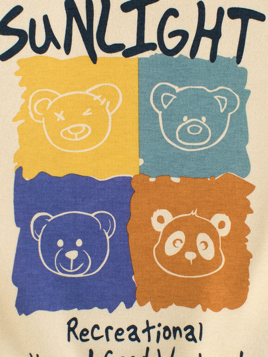 Autumn Baby Kids Boys Cartoon Print Color Patchwork Long Sleeves Crew