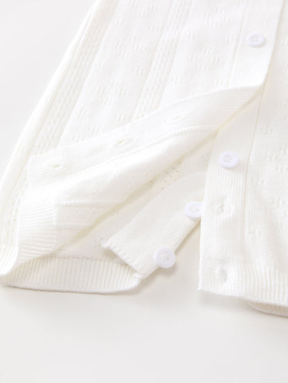 Summer New Arrival Baby Unisex Solid Color Short Sleeves Hollow Out