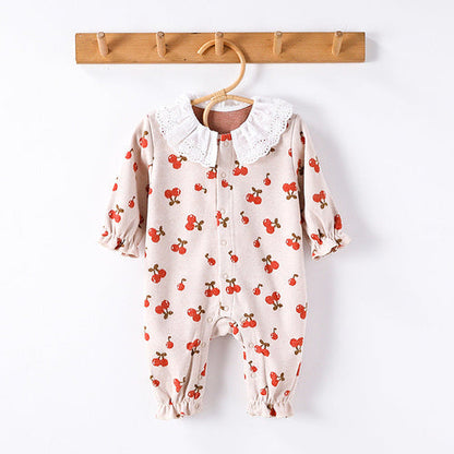 Autumn and Spring New Arrival Baby Girls Simple Fruits Pattern Long