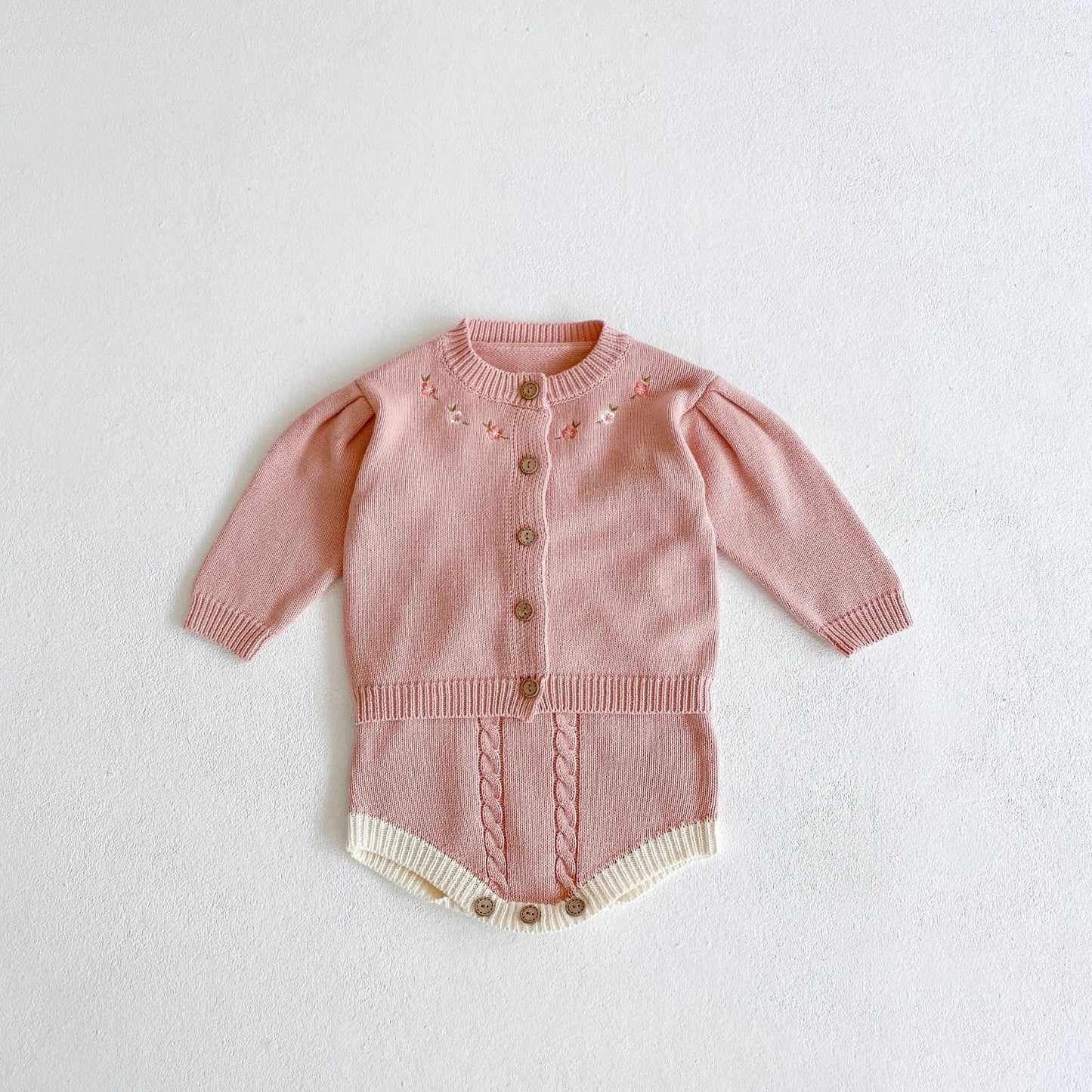 Baby Girl 1pcs Crochet Knitting Graphic Contrast Onesies & Floral