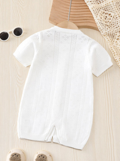 Summer New Arrival Baby Unisex Solid Color Short Sleeves Hollow Out