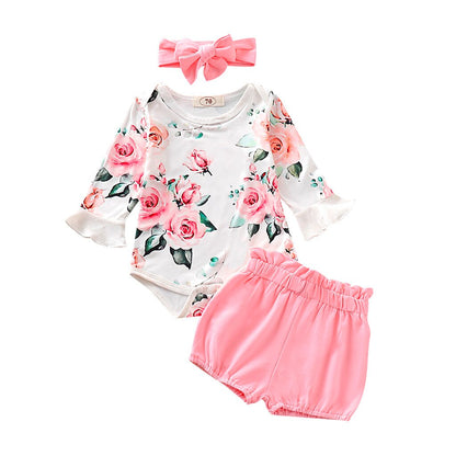 toddler girl clothes Flare Sleeve Floral Romper