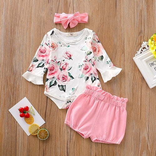 toddler girl clothes Flare Sleeve Floral Romper